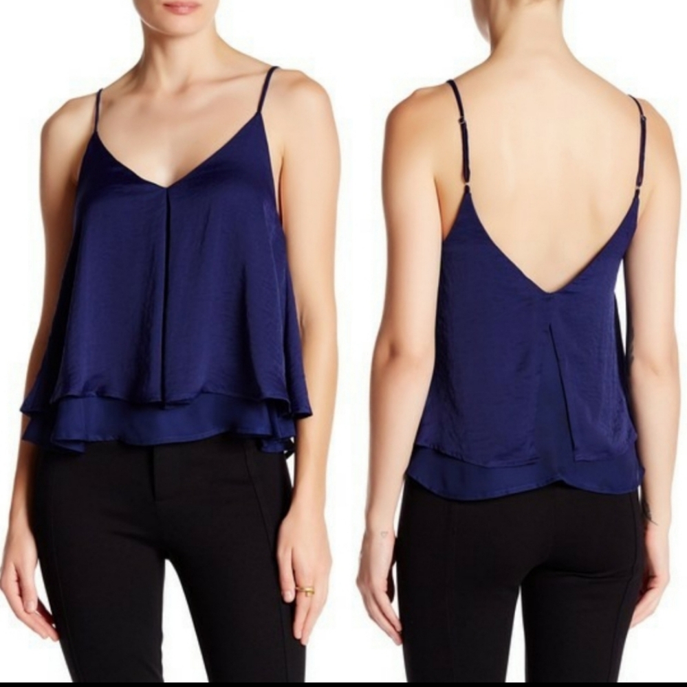 Navy Double Layer Flutter Cami Size S